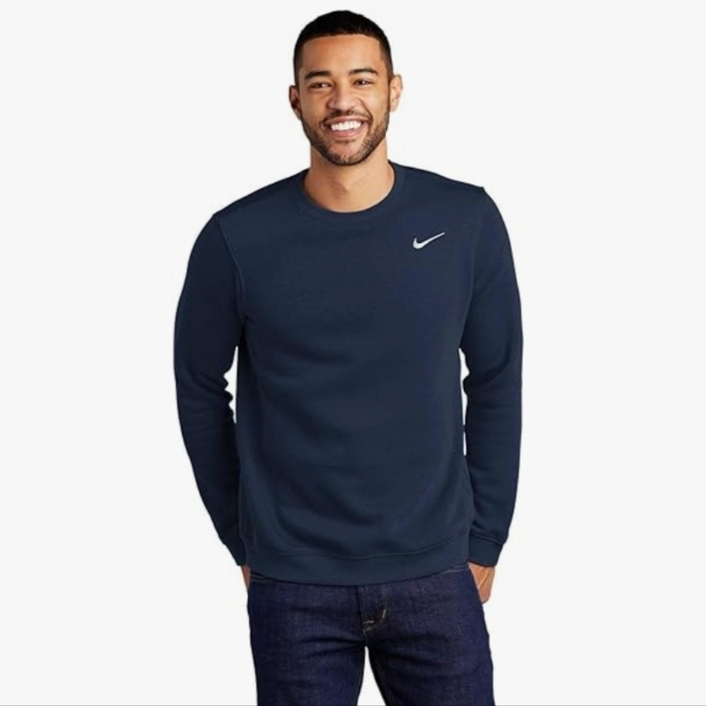 New  Nike Club Fleece Crew Men's Sweatshirt CrewRibbed cuffs Embroidered